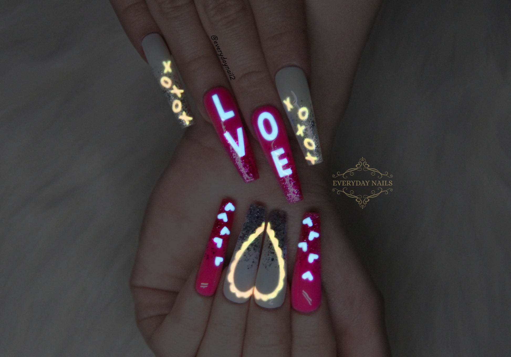 Valentine's Day Glow in the Dark Nails Art Stickers Set image 0