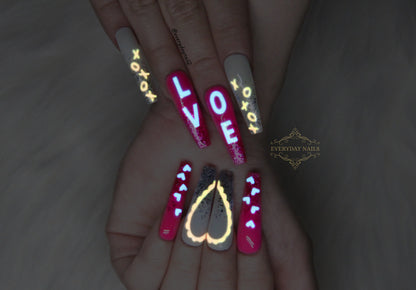 Valentine's Day Glow in the Dark Nails Art Stickers Set image 0