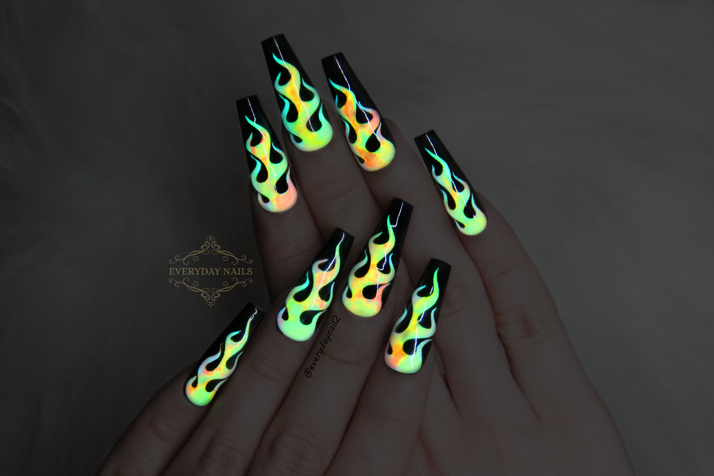 Flames Glow in the Dark Nails Art Stickers Set image 0