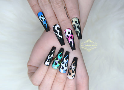 Flames Camo Print Nails Art Stickers [6 COLORS] image 0
