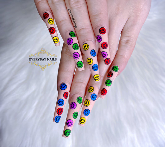 Smiley Face Emoji Nails Art Stickers [8pcs] image 0