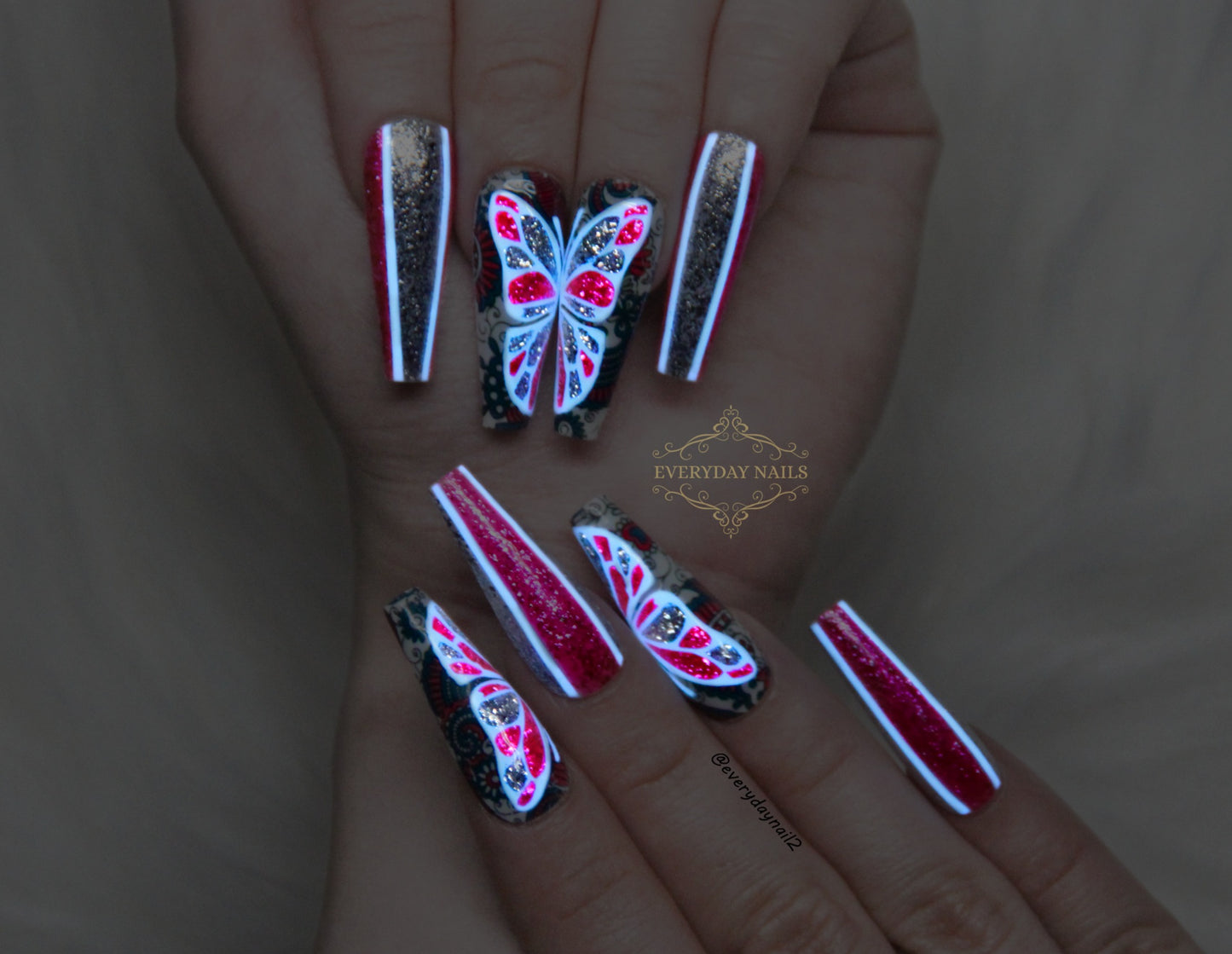 Butterfly Nails Art Glow In The Dark Stickers Set image 2